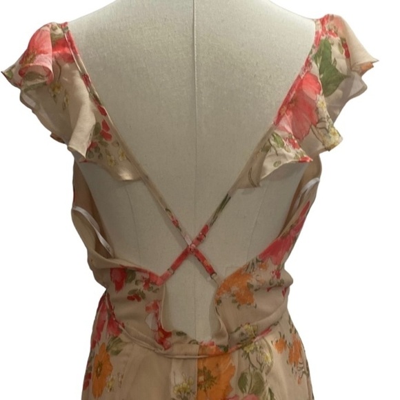 Lulu’s Start of Something New Beige Floral‎ Print Wrap Maxi Dress Sz Lg - Picture 12 of 16